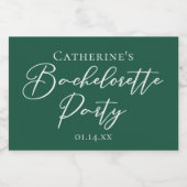 Smaragdgrüne Bachelorette-Party Personalisiertes M Schaumweinetikett (Einzelnes Label)