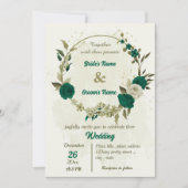 smaragdgrüne beige Blume botanische Hochzeit Einladung (Vorderseite)
