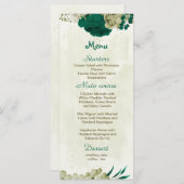 smaragdgrüne beige Blume botanische Hochzeit Menükarte (Vorne/Hinten)