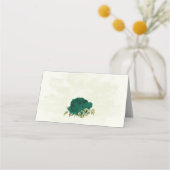 smaragdgrüne beige Blume botanische Hochzeit Platzkarte (Rückseite)