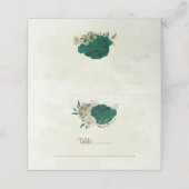 smaragdgrüne beige Blume botanische Hochzeit Platzkarte (Außenseite Aufgefaltet)