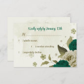 smaragdgrüne beige Blume botanische Hochzeit RSVP Karte (Vorne/Hinten)