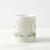 smaragdgrüne beige Blume Kaffeetasse (Mittel)