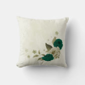 smaragdgrüne beige Blume Kissen (Vorderseite)