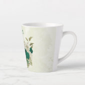 smaragdgrüne beige Blume Milchtasse (Rechts)