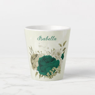 smaragdgrüne beige Blume Milchtasse