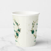 smaragdgrüne beige Blume Pappbecher (Rechts)