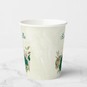 smaragdgrüne beige Blume Pappbecher (Links)