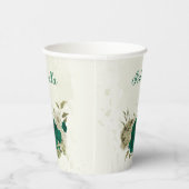 smaragdgrüne beige Blume Pappbecher (Rechts)