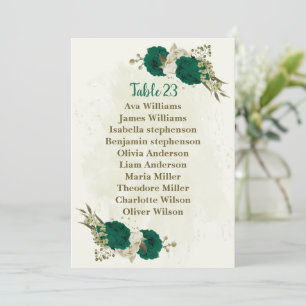 smaragdgrüne beige Blume Sitzkarte Einladung