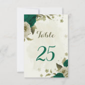 smaragdgrüne beige Blume Tischnummer (Rückseite)