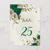 smaragdgrüne beige Blume Tischnummer (Vorne/Hinten)