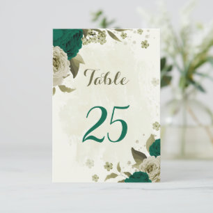 smaragdgrüne beige Blume Tischnummer