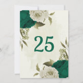 smaragdgrüne beige Blume Tischnummer (Rückseite)