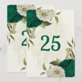 smaragdgrüne beige Blume Tischnummer (Vorne/Hinten)