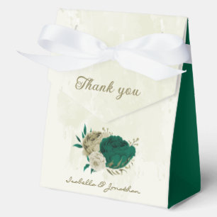 smaragdgrüne beige Blumen Hochzeit  Geschenkschachtel