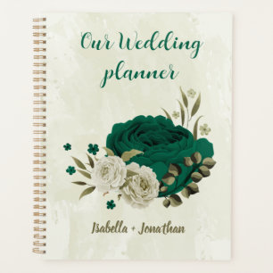 smaragdgrüne beige Blumen Hochzeit  Planer