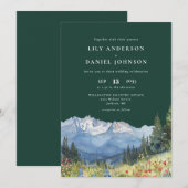 Smaragdgrüne Berg-Wildblumen-Hochzeit Einladung (Vorne/Hinten)