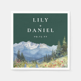 Smaragdgrüne Bergwildblumen Hochzeit Serviette