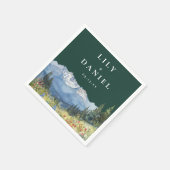 Smaragdgrüne Bergwildblumen Hochzeit Serviette (Ecke)