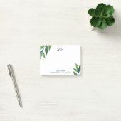 Smaragdgrüne Blätter Monogramm Post-it Klebezettel (Büro)