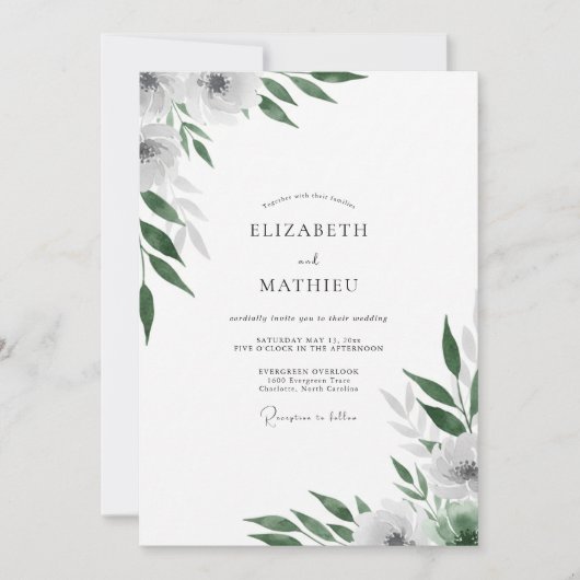 Smaragdgrüne Blätterhochzeit Einladung (Vorderseite)
