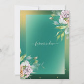 smaragdgrüne blühende Rose Hochzeit Einladung (Rückseite)