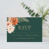 smaragdgrüne blühende rustikale Hochzeit im Herbst RSVP Karte (Stehend Vorderseite)