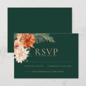 smaragdgrüne blühende rustikale Hochzeit im Herbst RSVP Karte (Vorne/Hinten)