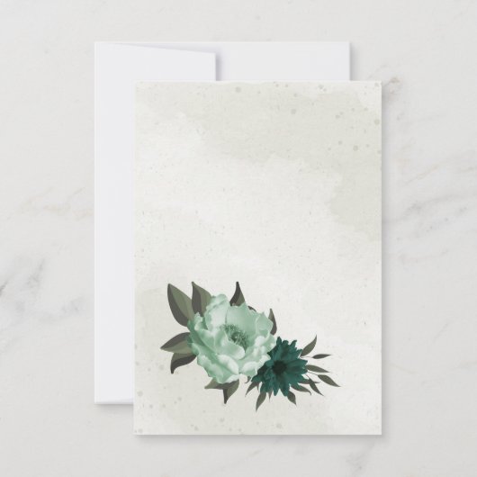 smaragdgrüne Blume botanisch Dankeskarte (Rückseite)