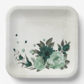 smaragdgrüne Blume botanisch Pappteller (Vorderseite)