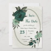 smaragdgrüne Blume botanisch Save The Date (Vorderseite)
