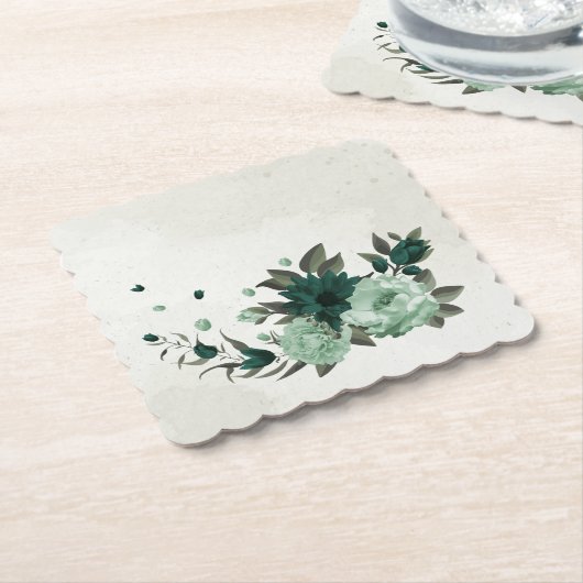 smaragdgrüne Blume botanisch Untersetzer (angewinkelt)