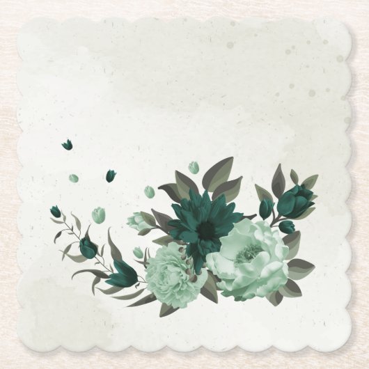 smaragdgrüne Blume botanisch Untersetzer (Vorderseite)