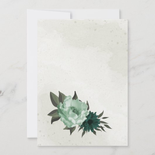 smaragdgrüne Blume botanische geometrische Hochzei Einladung (Rückseite)