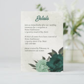 smaragdgrüne Blume botanische Hochzeit Begleitkarte (Stehend Vorderseite)