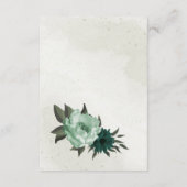 smaragdgrüne Blume botanische Hochzeit Begleitkarte (Rückseite)