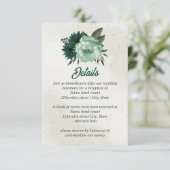 smaragdgrüne Blume botanische Hochzeit Begleitkarte (Stehend Vorderseite)