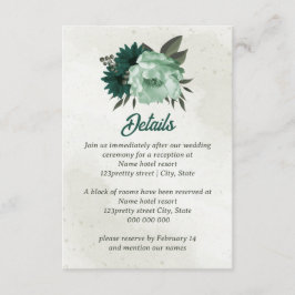 smaragdgrüne Blume botanische Hochzeit Begleitkarte