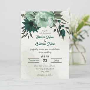smaragdgrüne Blume botanische Hochzeit Einladung