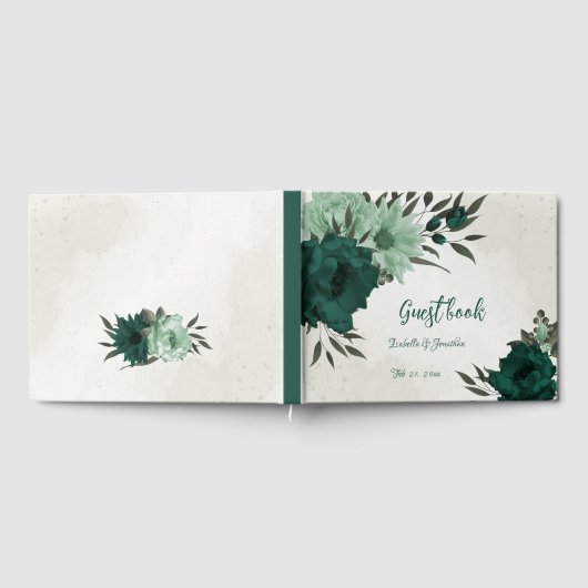smaragdgrüne Blume botanische Hochzeit Gästebuch (Voll)