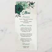 smaragdgrüne Blume botanische Hochzeit Menükarte (Vorderseite)