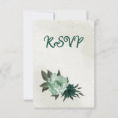 smaragdgrüne Blume botanische Hochzeit RSVP Karte (Rückseite)