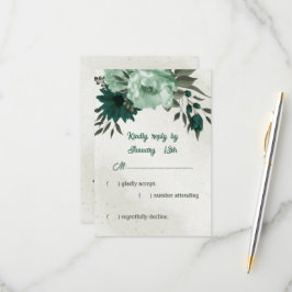 smaragdgrüne Blume botanische Hochzeit RSVP Karte