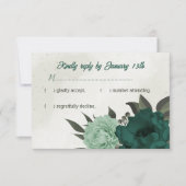 smaragdgrüne Blume botanische Hochzeit RSVP Karte (Vorderseite)