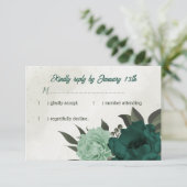 smaragdgrüne Blume botanische Hochzeit RSVP Karte (Stehend Vorderseite)