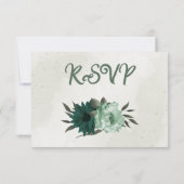 smaragdgrüne Blume botanische Hochzeit RSVP Karte (Rückseite)