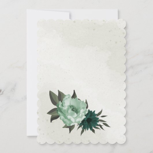 smaragdgrüne Blume botanische Kranzhochzeit Einladung (Rückseite)