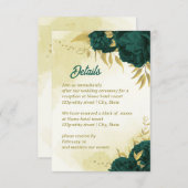 Smaragdgrüne Blume Gold-Blätter Begleitkarte (Vorne/Hinten)