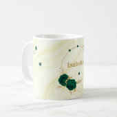 smaragdgrüne Blume goldene Blätter Marmor Kaffeetasse (Vorderseite Links)